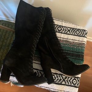 Suede Knee High Lace Up Boot.  size 9